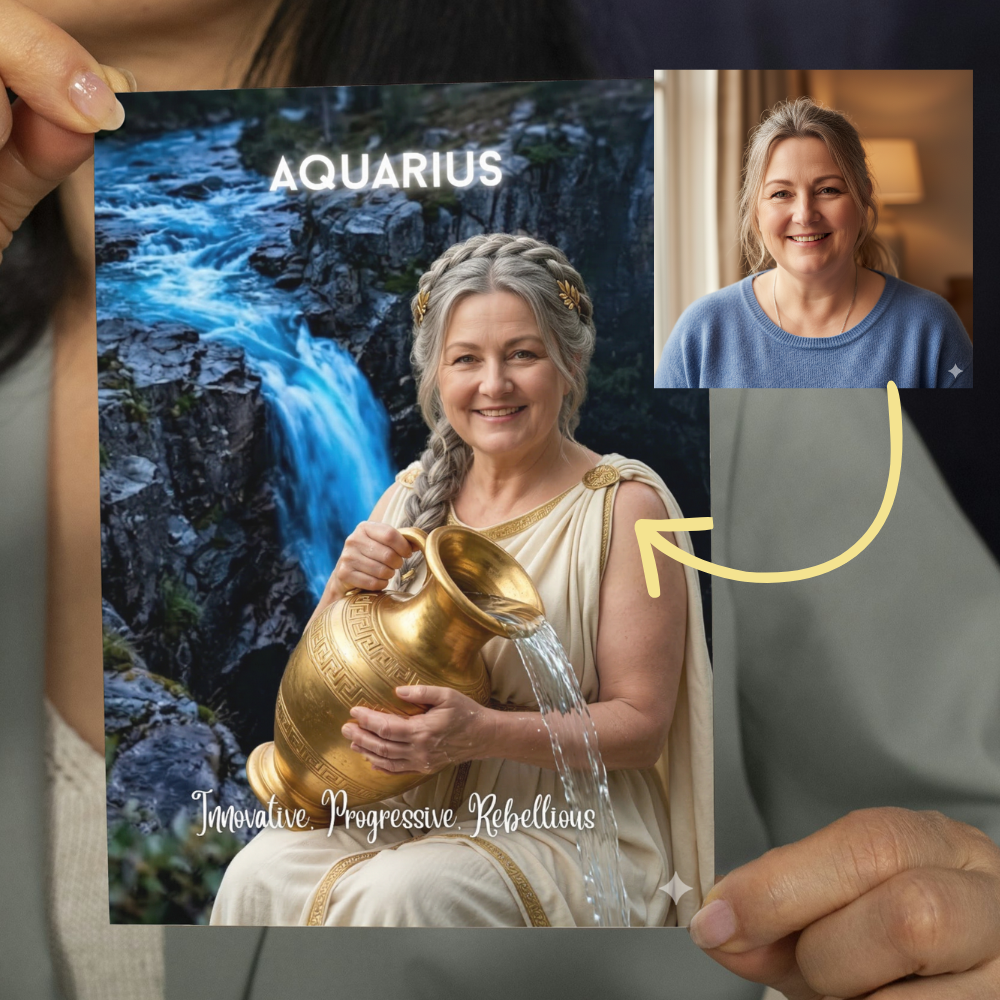 Aquarius horoscope personalised birthday card | Upload a photo and watch the magical transformation happen
