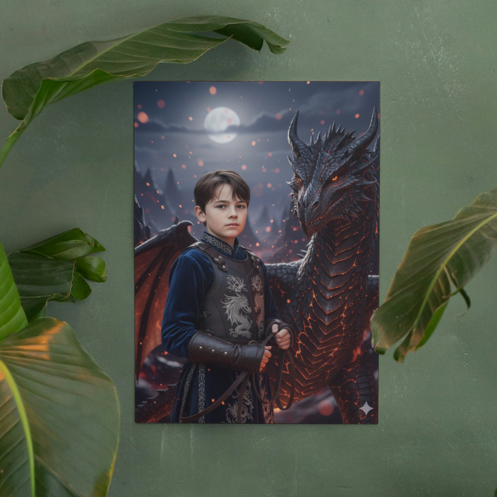 Dragon tamer poster | Totally unique portrait of you and your dragon. A4 size, unframed