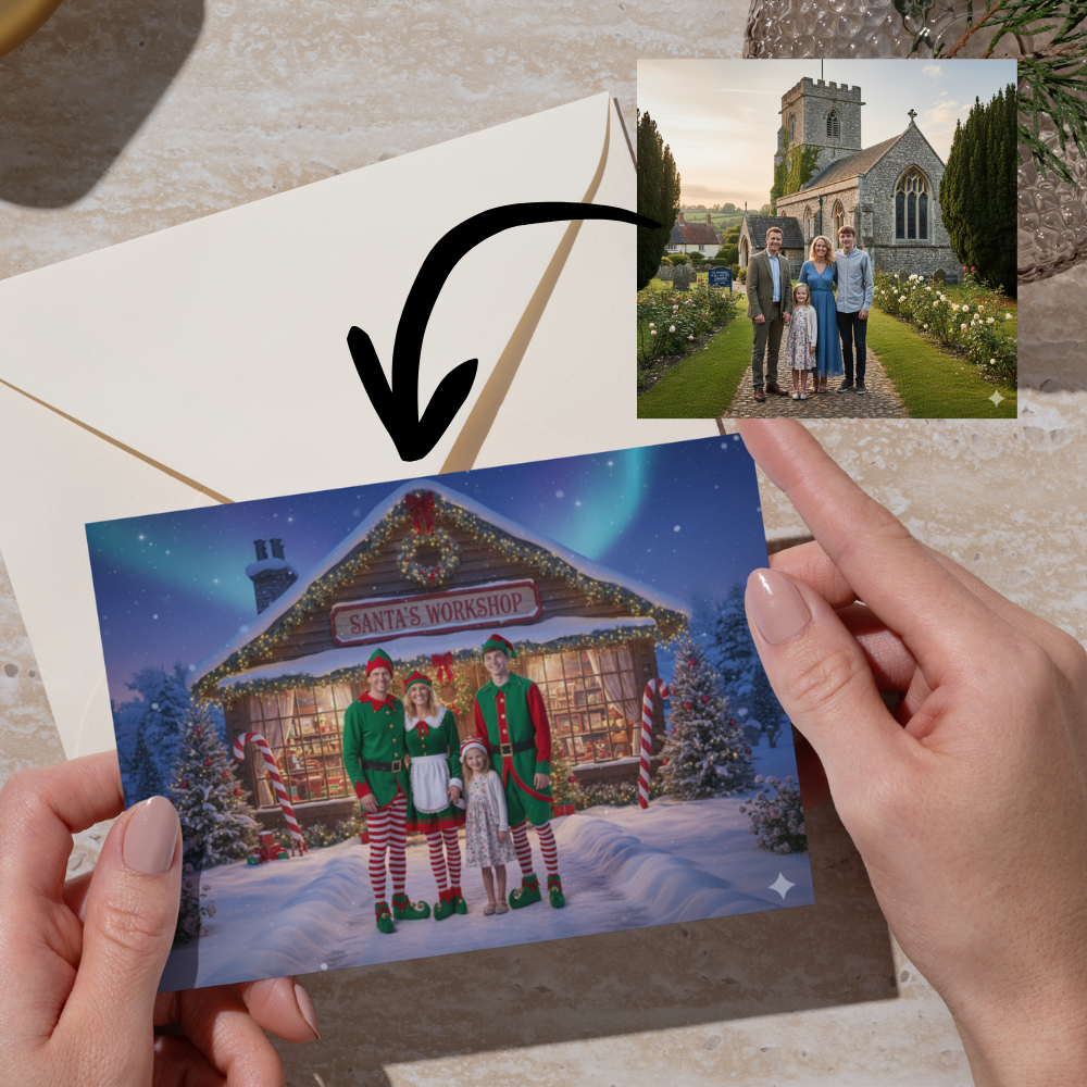 Your Elf Family at the North Pole | 5x7" Greetings Card