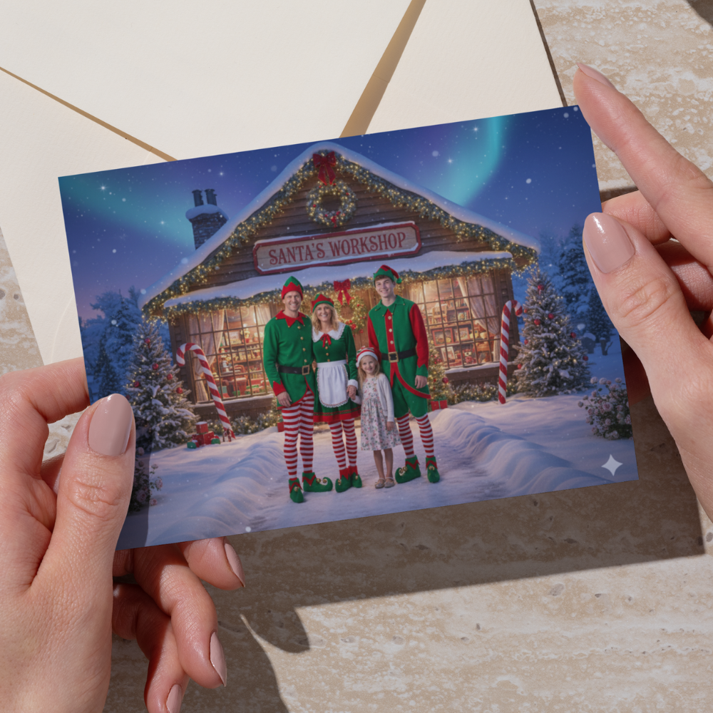 Your Elf Family at the North Pole | 5x7" Greetings Card