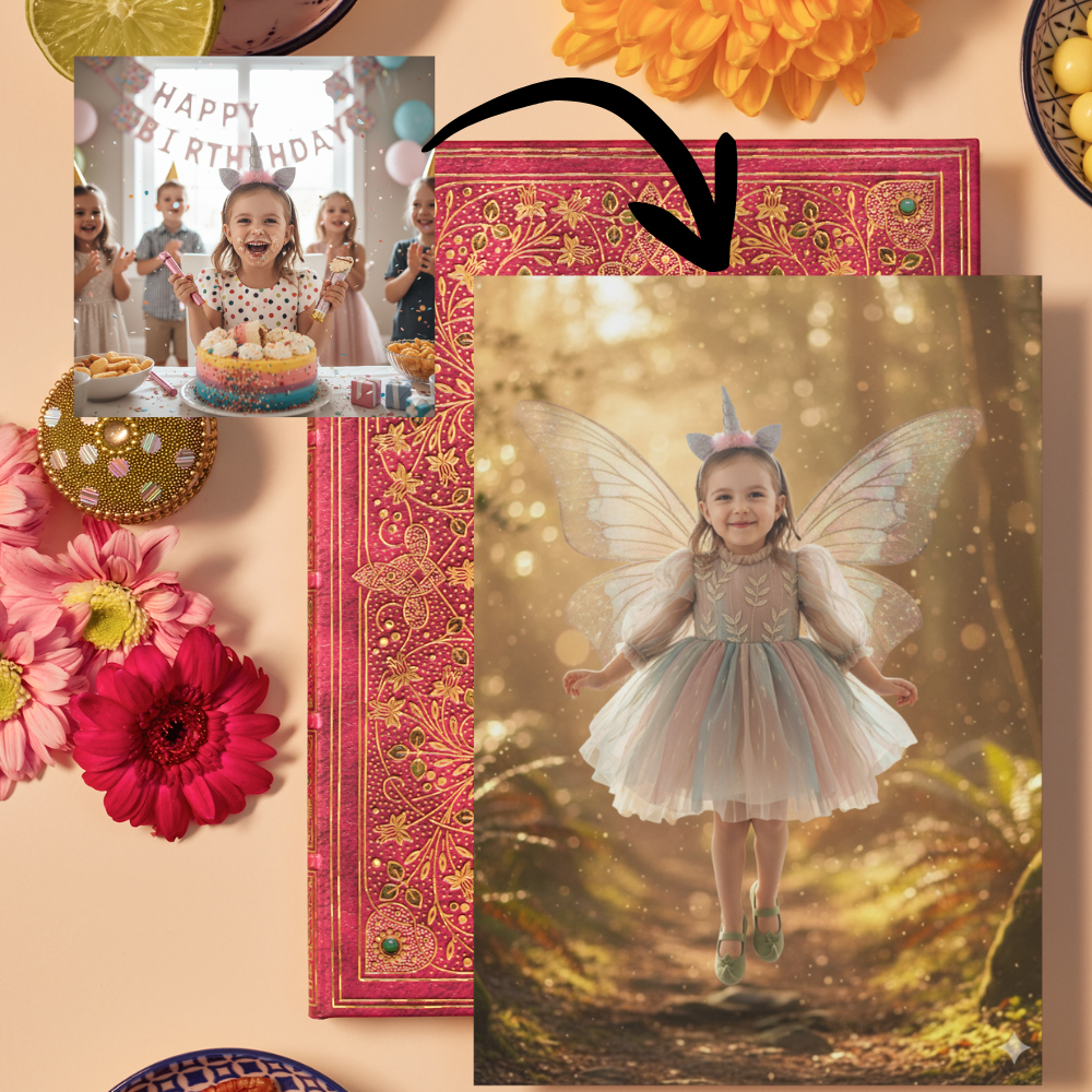 Fairy Personalised Greetings Card | Upload your photo and we'll turn you into a fairy on a 5 x 7" card