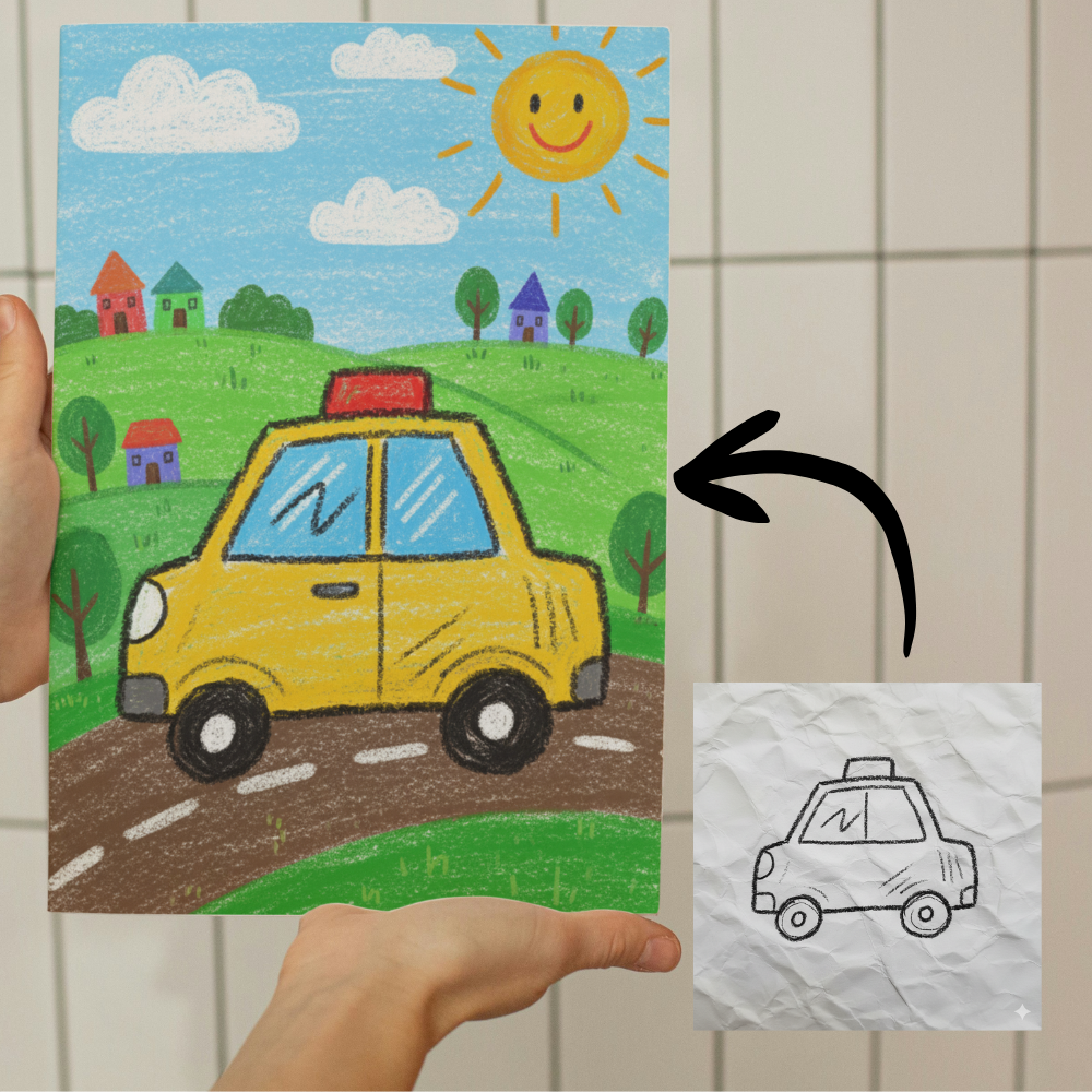 Kids Drawing Poster | Bring your children's drawing to life | A4 unframed.