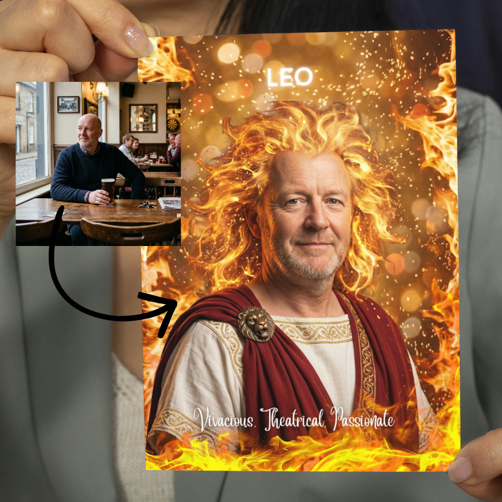 Leo horoscope personalised birthday card | Upload a photo and watch the magical transformation happen