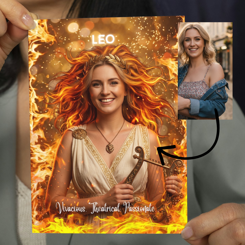 Leo horoscope personalised birthday card | Upload a photo and watch the magical transformation happen