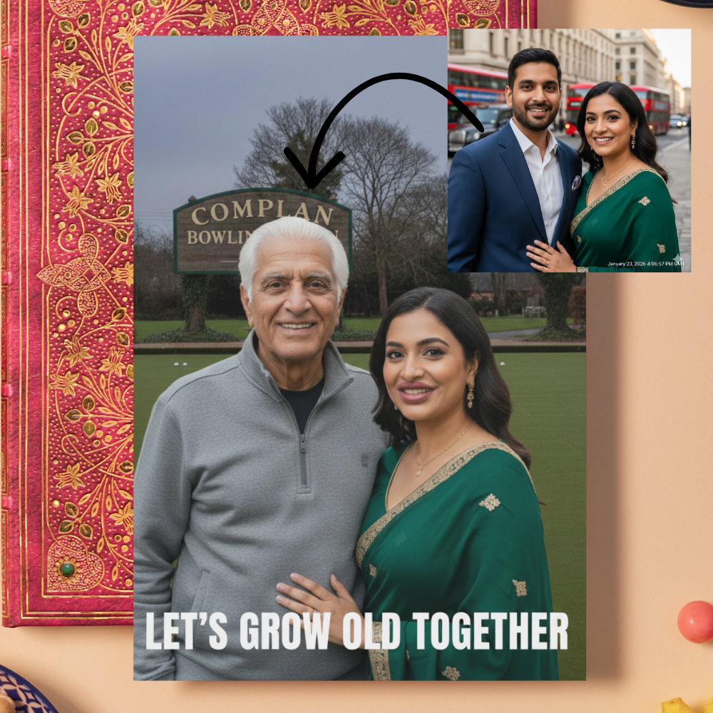 Let's grow old together Valentine's card | Upload your photo and we'll imagine what you look like as an aged couple 5 x 7" card