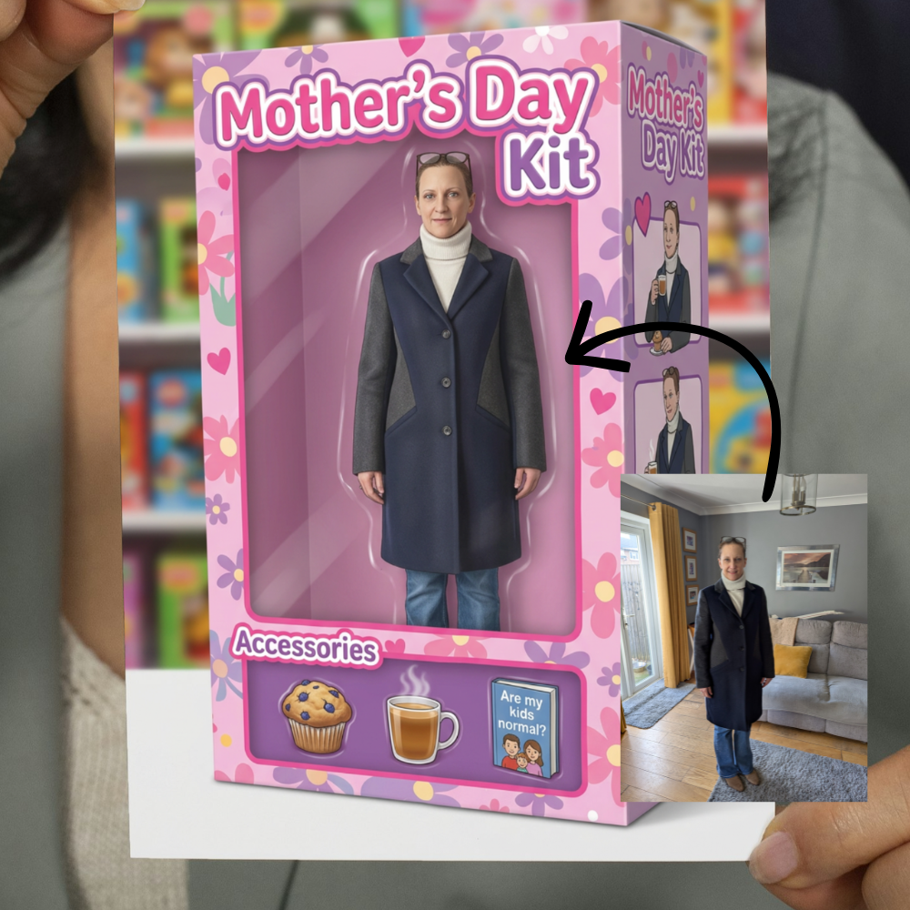 Mother's day card | Turn your mum into a collectable toy - 5 x 7" card