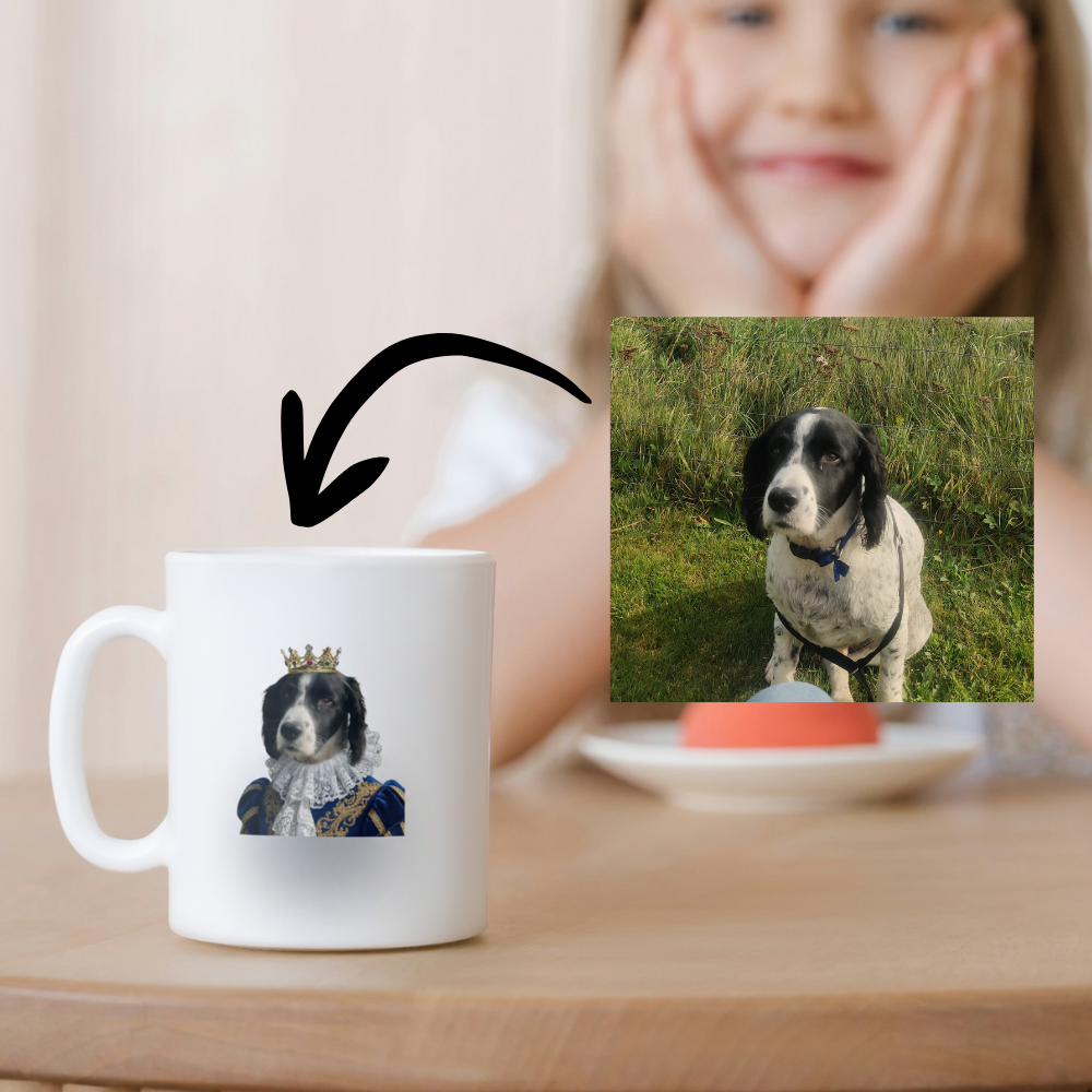 Pet Prince Personalised Mug | Your cat or dog magically turned into royalty on a 325 ml mug