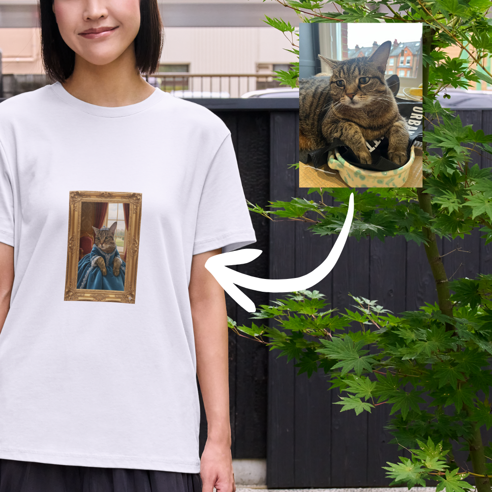 Pet Princess T-Shirt | Your cat, dog, hamster as a princess in a palatial drawing room on a 100% cotton t-shirt