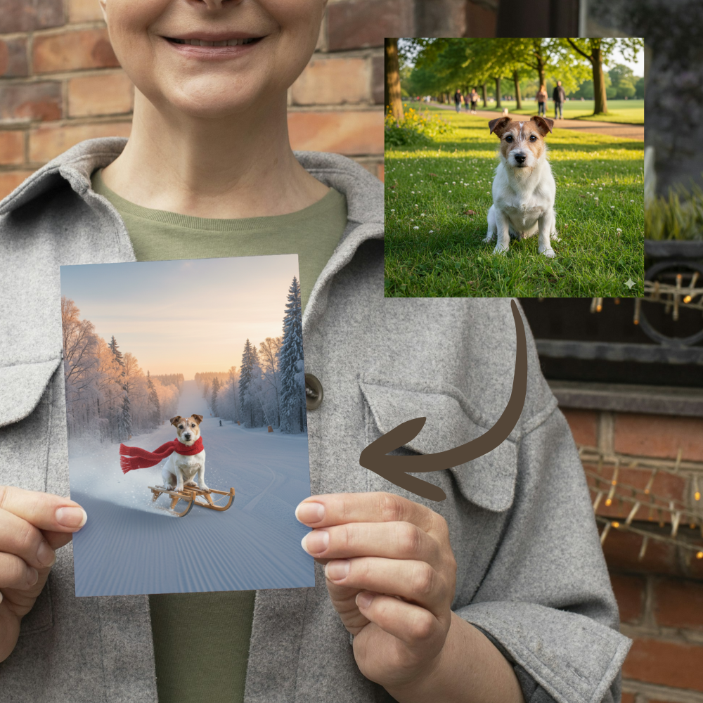 Pet Toboggan | Dog or Cats |Personalised greetings Card - 5x7 inch