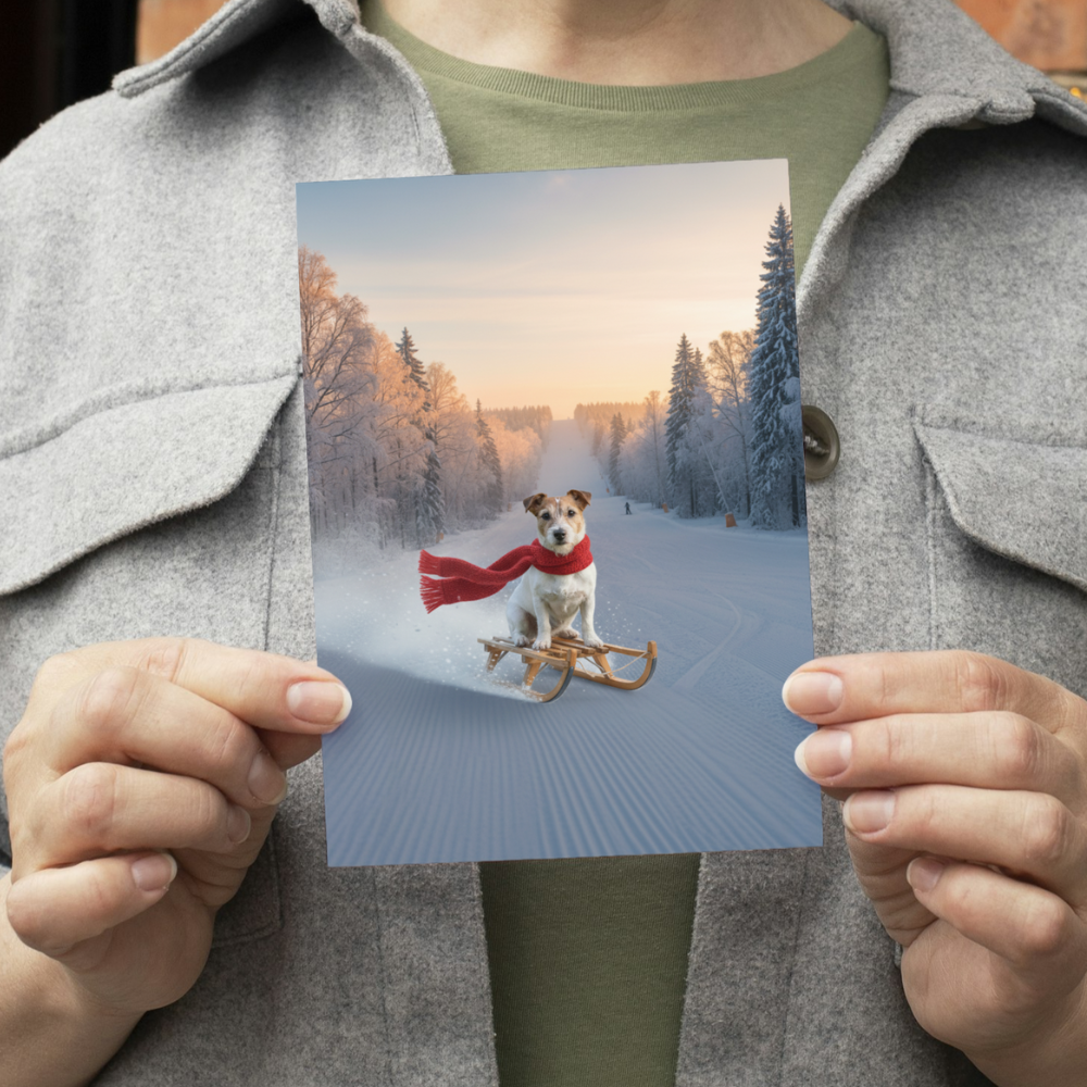 Pet Toboggan | Dog or Cats |Personalised greetings Card - 5x7 inch