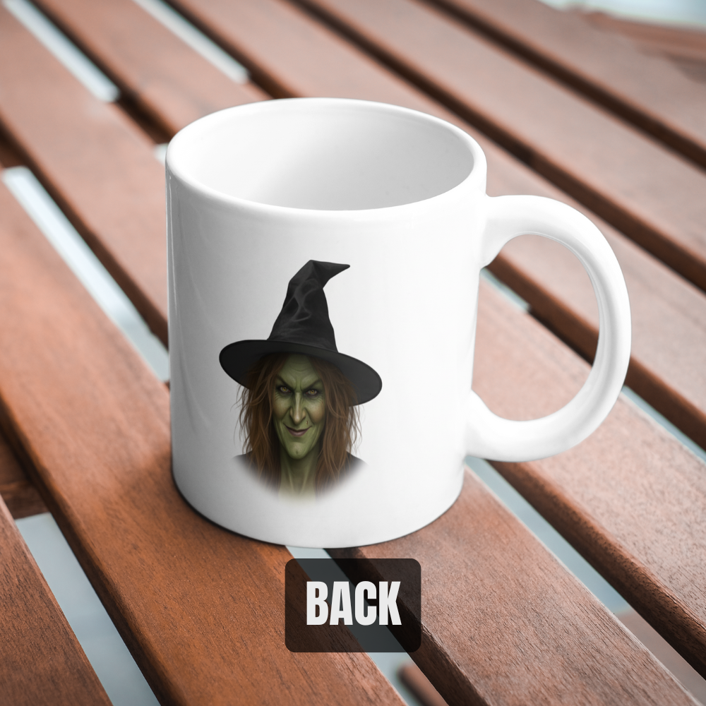 Princess & Witch Personalised Mug | 325 ml mug with your picture transformed into a witch and a princess