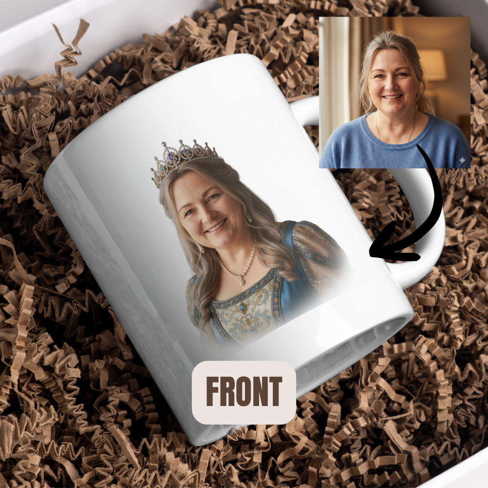 Princess & Witch Personalised Mug | 325 ml mug with your picture transformed into a witch and a princess