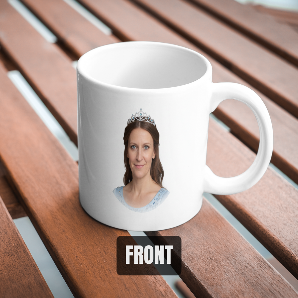 Princess & Witch Personalised Mug | 325 ml mug with your picture transformed into a witch and a princess