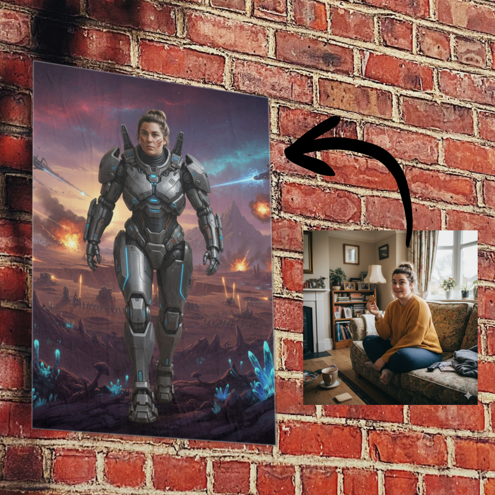 Robot human poster | Totally unique portrait of your loved one as a mech. A4 size, unframed