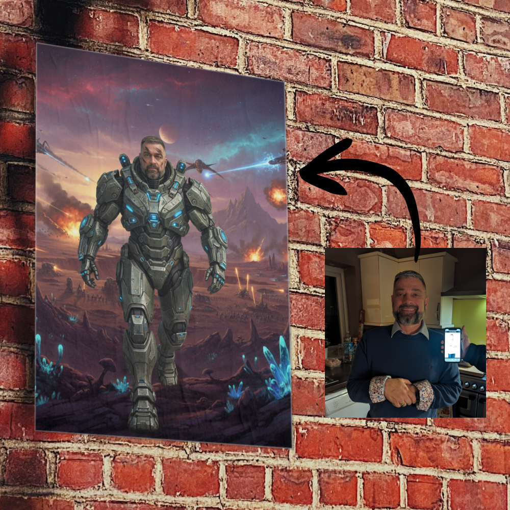 Robot human poster | Totally unique portrait of your loved one as a mech. A4 size, unframed