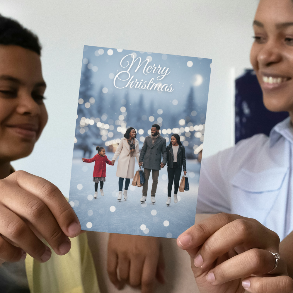 You on ice skates | Personalised Christmas card 5x7 inches